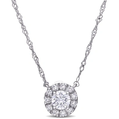 Created Forever 3/8 Ct Tw Lab Created Diamond Halo Necklace In 14k White Gold
