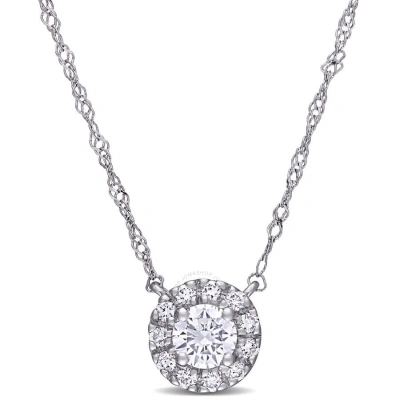 Created Forever 3/8ct Tdw Lab-grown Diamond Halo Necklace 14k White Gold