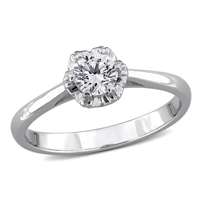 Created Forever 3/8ct Tw Lab-grown Diamond Solitaire Engagement Ring In 18k White Gold In Metallic