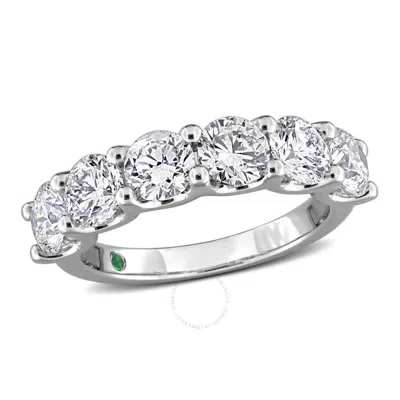 Created Forever 3ct Tdw Lab-created Diamond And Created Emerald Semi-eternity Ring In 14k White Gold In Metallic