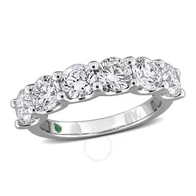 Created Forever 3ct Tdw Lab-created Diamond And Created Emerald Semi-eternity Ring In 14k White Gold