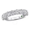 Created Forever 3ct Tdw Lab-created Diamond And Tsavorite Accent Semi-eternity Ring In 14k White Gol In White