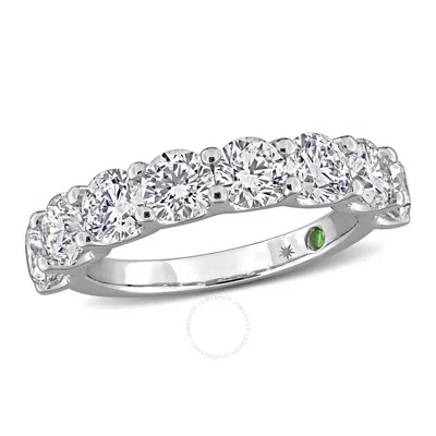 Created Forever 3ct Tdw Lab-created Diamond And Tsavorite Accent Semi-eternity Ring In 14k White Gol In Metallic