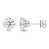 CREATED FOREVER CREATED FOREVER 3CT TDW LAB-CREATED DIAMOND AND TSAVORITE ACCENT SOLITAIRE STUD EARRINGS IN 14K WHIT