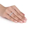 Created Forever 3ct Tw Oval Lab-created Diamond And Created Emerald Accent Semi-eternity Ring In 14k In White