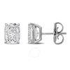 Created Forever 3ct Tw Cushion-cut Lab-grown Diamond Solitaire Stud Earrings In 14k White Gold