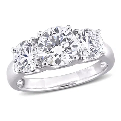 Created Forever 3ct Tw Lab-grown Diamond 3-stone Engagement Ring In 14k White Gold In Silver