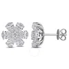 Created Forever 3ct Tw Lab-grown Diamond Flower Stud Earrings In 14k White Gold In White