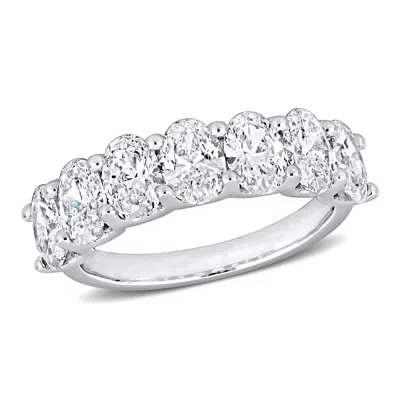 Created Forever 3ct Tw Oval-cut Lab-grown Diamond 7-stone Anniversary Band In 14k White Gold In Silver