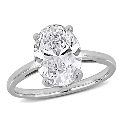 Created Forever 3ct Tw Oval-cut Lab Grown Diamond Solitaire Engagement Ring In 14k White Gold In Metallic