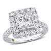 CREATED FOREVER CREATED FOREVER 4 1/3CT TDW PRINCESS-CUT LAB-CREATED DIAMOND AND TSAVORITE ACCENT HALO ENGAGEMENT RI