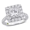 Created Forever 4 1/3ct Tw Princess Lab-grown Diamond Halo Engagement Ring In 14k White Gold In White