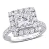 Created Forever 4 1/3ct Tw Princess Lab-grown Diamond Halo Engagement Ring In 14k White Gold In White