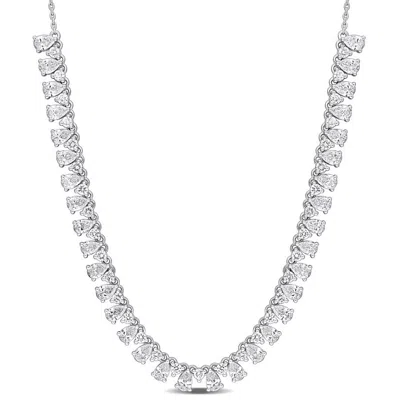 Created Forever 4 1/5 Ct Tw Pear-shaped And Round-cut Lab-grown Diamond Necklace In 14k White Gold In Transparent