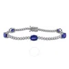 Created Forever 4 3/4ct Tgw Oval-cut Created Blue Sapphire And 1 3/8ct Tw Lab-grown Diamond Tennis B
