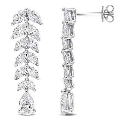 Created Forever 4 3/4ct Tw Pear-shaped And Marquise-cut Lab-grown Diamond Drop Earrings In 14k White In ["white"]