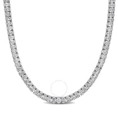 Created Forever 44ct Tw Oval-cut Lab-grown Diamond Tennis Necklace In 18k White Gold - 18 In