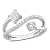 Created Forever 4/5ct Tw Princess-cut Lab-grown Diamond 2-stone Crossover Ring In 14k White Gold In White