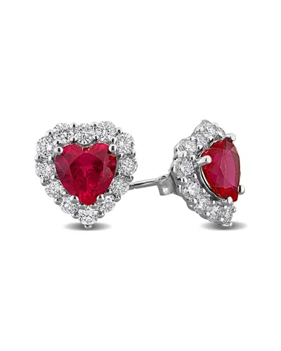 Created Forever 4.54 Ct. Tw. Lab-grown Diamond & Lab-grown Created Ruby Silver  Earrings In Multi
