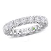 Created Forever 4ct Tdw Lab-created Diamond And Tsavorite Accent Eternity Ring In 14k White Gold Siz In White