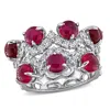 Created Forever 4ct Tgw Created Ruby And 1 1/3ct Tw Lab-grown Diamond Semi-eternity Ring In 14k Whit