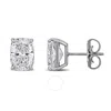 Created Forever 4ct Tw Cushion-cut Lab-grown Diamond Solitaire Stud Earrings In 14k White Gold