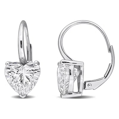 Created Forever 4ct Tw Lab-grown Diamond Heart Leverback Earrings In 14k White Gold In ["white"]