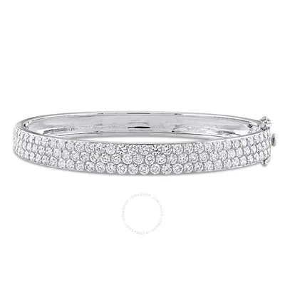 Created Forever 5 3/4ct Tw Lab-grown Diamond 3-row Bangle In 14k White Gold - 7.5 In.