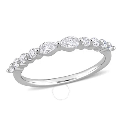 Created Forever 5/8 Ct Tgw Lab Created Diamond Band In Platinum Plated Sterling Silver In Metallic