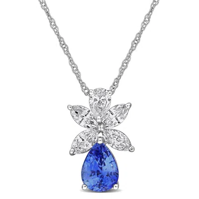 Created Forever 5/8 Ct Tw Pear And Marquise Shape Lab-grown Diamond Pendant With Chain In 14k White  In Metallic