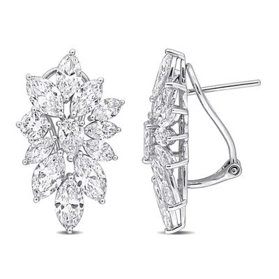 Created Forever 6 5/8ct Tw Multi-shaped Lab-grown Diamond Cluster Floral Drop Earrings In 14k White  In ["white"]