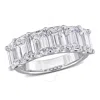 Created Forever 6ct Tw Emerald-cut Lab-grown Diamond 6-stone Semi-eternity Anniversary Band In 14k W In White