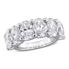 Created Forever 3ct Tw Oval Lab-created Diamond And Created Emerald Accent Semi-eternity Ring In 14k In White