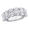 Created Forever 3ct Tw Oval Lab-created Diamond And Created Emerald Accent Semi-eternity Ring In 14k In White