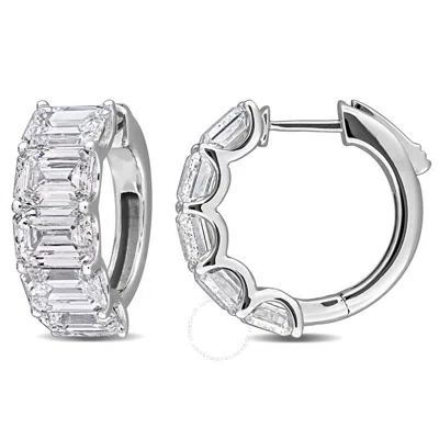 Created Forever 7 1/2ct Tw Octagon Cut Lab-grown Diamond Hoop Earrings In 14k White Gold