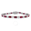 Created Forever 7 1/5ct Tgw Created Ruby And 2 7/8ct Tw Lab-grown Tw Diamond Tennis Bracelet In 18k