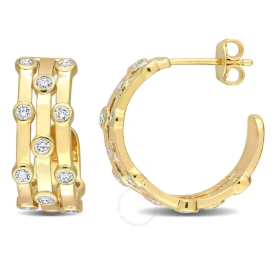 Created Forever 7/8 Ct Tgw Lab Created Diamond Triple Row Vintage Hoop Earrings In 18k Yellow Gold P