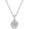 Created Forever 7/8ct Tgw Lab Grown Diamond Halo Pendant With Chain In Sterling Silver - 17 In In Metallic