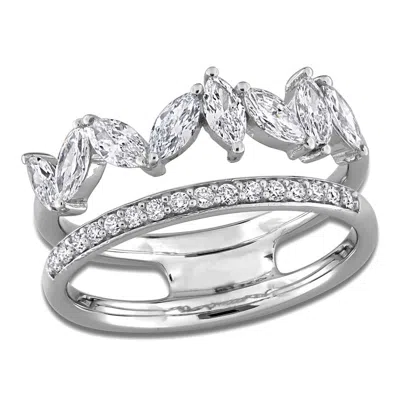 Created Forever 7/8ct Tw Marquise-cut And Round Lab-grown Diamond Open Design 2-row Fashion Band In  In ["white"]