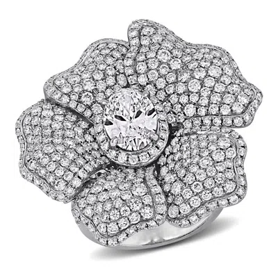 Created Forever 8 1/5ct Tw Lab-grown Diamond Cocktail Flower Ring In 18k White Gold In Metallic