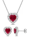 Created Forever 8.97 Ct. Tw. Lab-grown Diamond & Lab-grown Created Ruby Silver Set In Multi