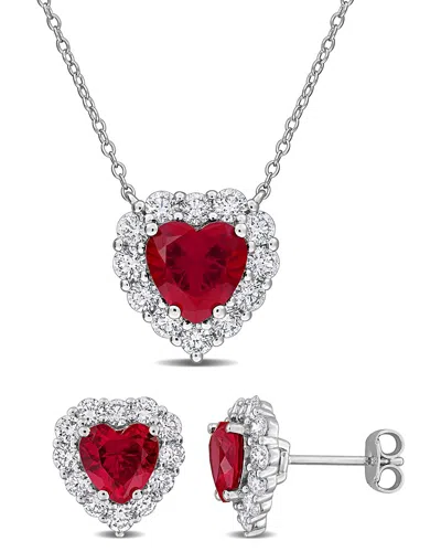 Created Forever 8.97 Ct. Tw. Lab-grown Diamond & Lab-grown Created Ruby Silver Set In Multi