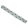 Created Forever 9 4/5ct Tgw Emerald And 11 1/7ct Tw Lab-grown Diamond Wide Bracelet In 18k Two-tone  In Metallic