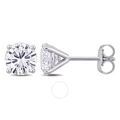 Created Forever Certified 2ct Lab-created Diamond Solitaire Stud Earrings In 14k White Gold In Metallic