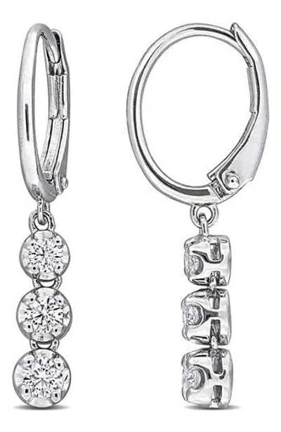 Created Forever 1/2ct Tw Lab-grown Diamond 3-stone Leverback Earrings In Sterling Silver In White