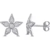 Created Forever Lab-grown Diamond Flower Stud Earrings In Silver