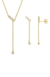 Created Forever Lab Grown Diamond Lariat Necklace & Drop Earrings Set In Gold