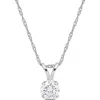 Created Forever Lab-grown Diamond Solitaire Pendant Necklace In Silver