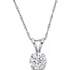 Created Forever Lab-grown Diamond Solitaire Pendant Necklace In Silver