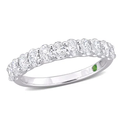 Created Forever Ladies 14k White Gold 0.99 Ct Oval Cut White Diamond Eternity Ring Size 6 In Metallic